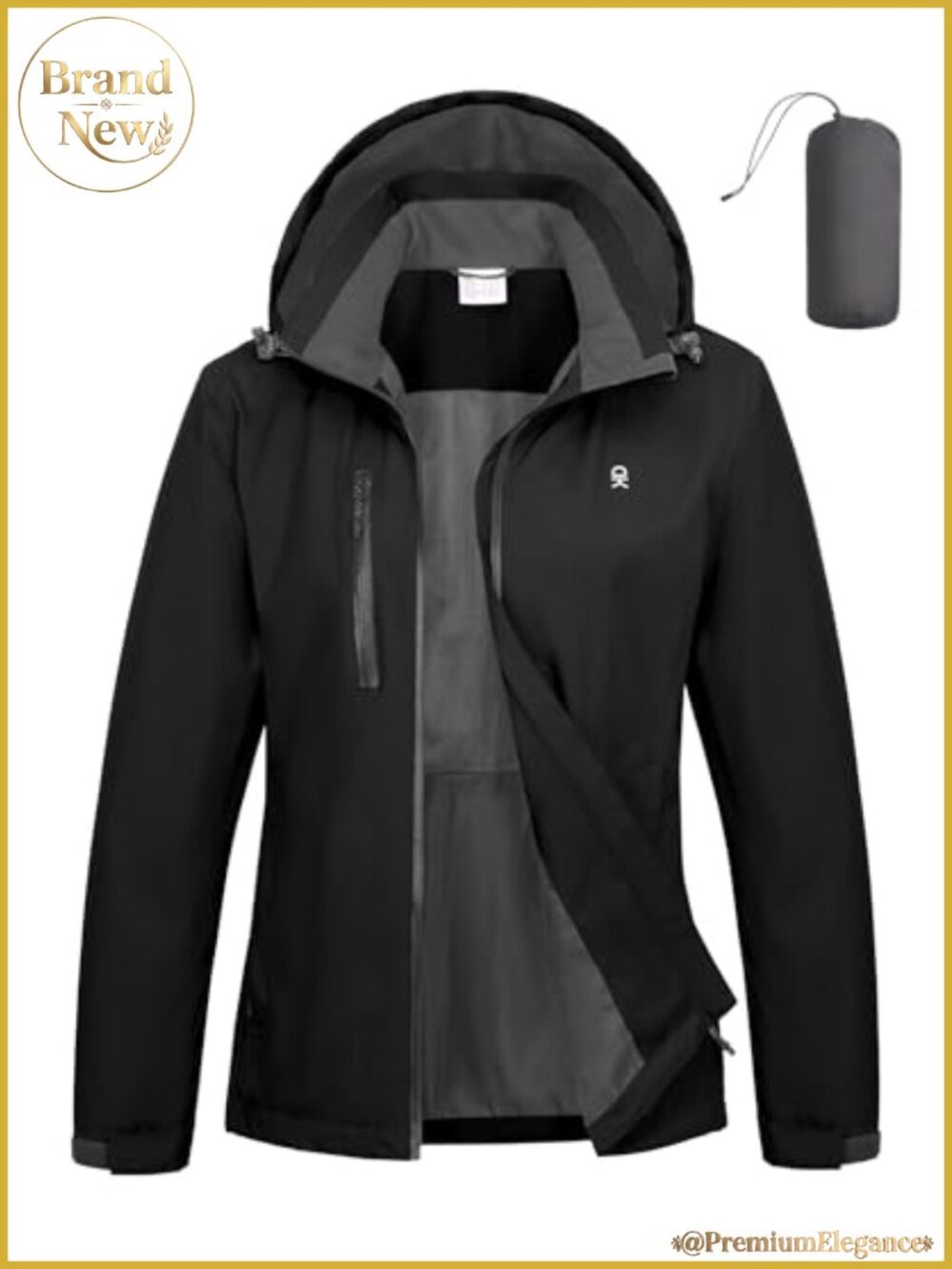 Waterproof Packable Women's Rain Jacket Hooded Lightweight